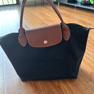 Longchamp Black and Brown Tote Bag